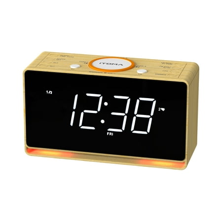 Alarm Clock Radio with Bluetooth Speaker, FM Radio, Dual Alarm with Snooze, Large LED Display, Dimmer Control, USB Charging Output and Night Light iTOMA