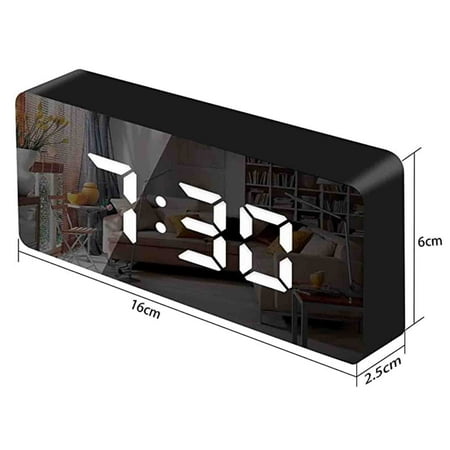 alarm clock with radio living room decor wall kids night light clock Digital Alarm Clocks LED Mirror Electronic Clock Snooze Mode Auto Adjust Brightn