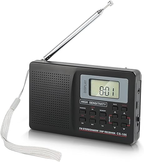 AM FM Radio, Portable Digital Radio FM AM SW Sound Digital Tuning Receiver Full Band Radio with Alarm Clock, Mini Pocket Radio for Elder Gifts, Memory Function, Backlight Keys