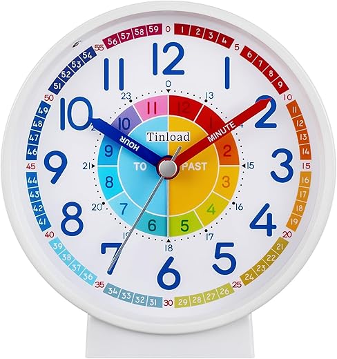 Analog Alarm Clock for Kids Learning to Tell Time, Battery Operated for Teenagers Boys Girls Bedrooms