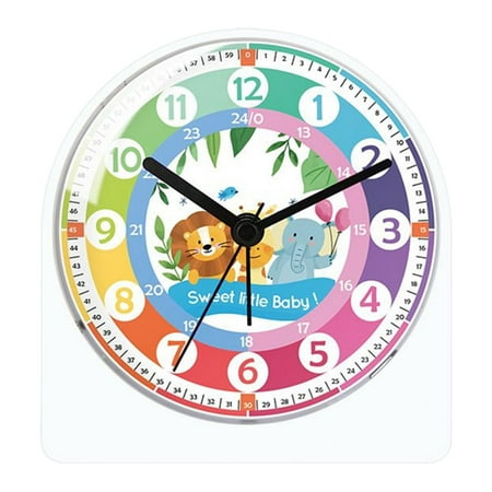 Analog for Kids, Night Light Non Ticking Table Clocks for Living Room Child , Zoo