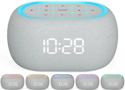 ANJANK White Noise Sound Machine Alarm Clock with Bluetooth Speaker, 21 Relaxing Sounds, 7 Night Lights,0-100% Dimmer/Sleep Timer/30-Level Volume Control,Sound Machine for Kids Adults Sleeping,Bedroom