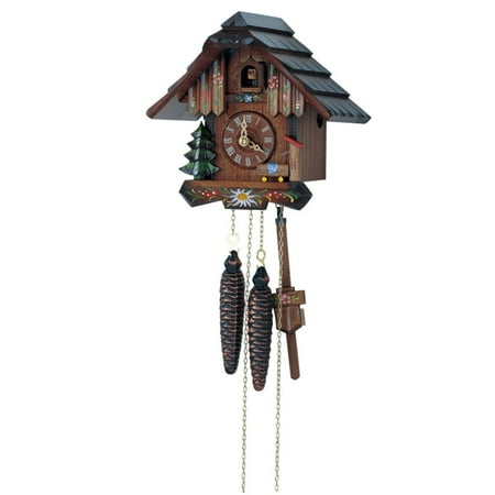 Anton Schneider 7 Inch Handpainted Flowers Black Forest Cuckoo Clock