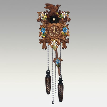 Anton Schneider 9 Inch Quartz Handpainted Flowers Black Forest Cuckoo Clock