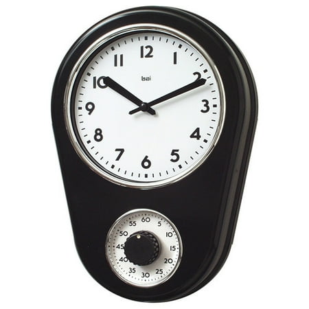 Bai Retro Kitchen Timer Wall Clock, Black