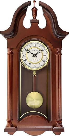 Bedford Clock Collection Delphine 27 Inch Mahogany Chiming Pendulum Wall Clock