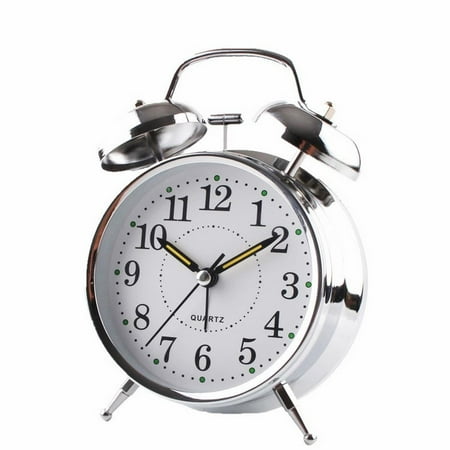 Bedside Traditional Classic Saxon Wind Up Double Bell Alarm Clock Chrome for Vintage Retro Antique Decorative Old School