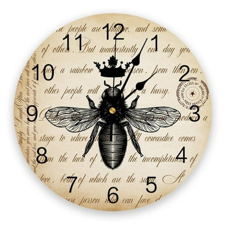 Bee Crown Retro Wall Clock Modern Design Clocks Wall Hanging Home Decor Living Room Round PVC Wall Clocks