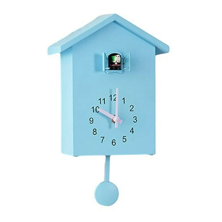 Blue Cuckoo Clock Voices Call Bird House Wall Art Home Living Room Office Decoration