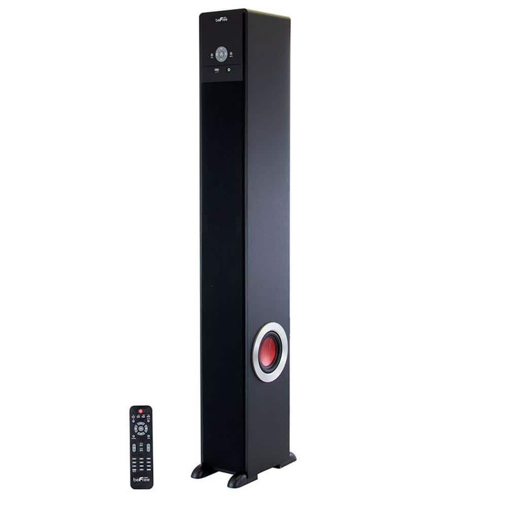 Bluetooth Powered 90-Watt Tower Speaker in Black with 5.1 in. Subwoofer