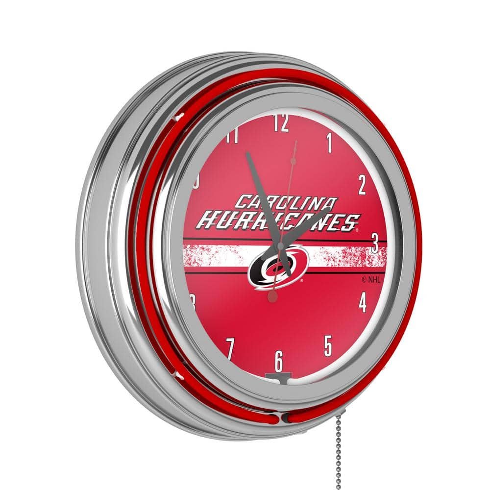 Carolina Hurricanes Red Logo Lighted Analog Neon Clock