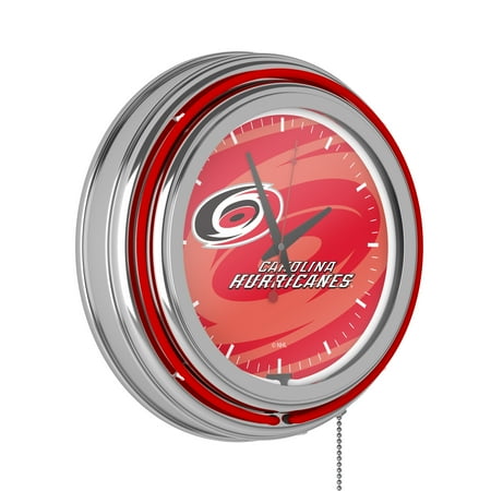 Carolina Hurricanes Watermark Retro Neon Analog Wall Clock with Pull Chain