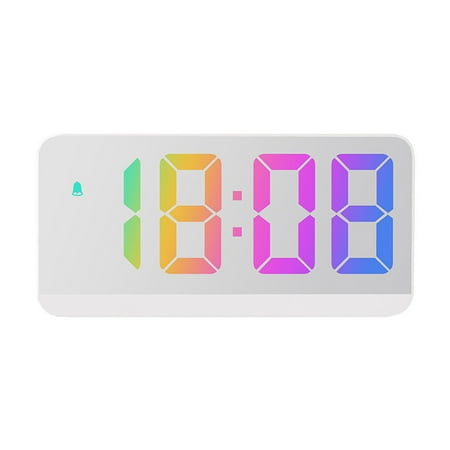 CGLFD Summer Savings Clearance LED Digital Inventive Alarm Clock Alarm Configuration Electronic Mirror Clock ,Time/date/temperature Rotation Display And Sound Control Wake-up Function