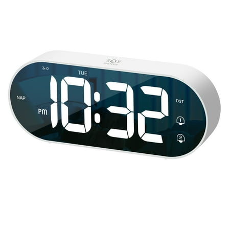 Cixywyi Voice-activated Digital Alarm Clock,1200mAh Digital Clock Battery Operated,16 Music Alarm Clock,Dual Alarm Clock,LED Display Clock