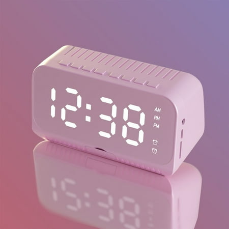 Clearance！Smart Home Smart Appliances Mini Retro Mirror Bluetooth Speaker Dual Alarm Clock Real-time Temperature With Invisible Phone Stand Pluggable Card, Long Battery Life With Lithium Battery