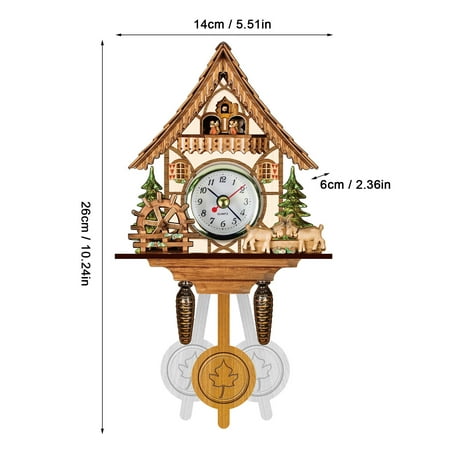 clock wall black and white classroom decor small clock for bathroom Cuckoo Wall Clock Chime Alarm Retro Wooden Living Room