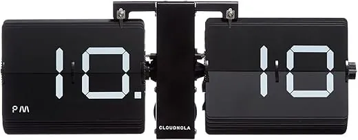 Cloudnola Flipping Out Wall and Tabletop Flip Clock, Black and White, Battery Operated Digital Display…