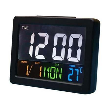 Colorful Large Digital Display Students Alarm Clocks, LED Electronic Desk Clock with Indoor Temperature