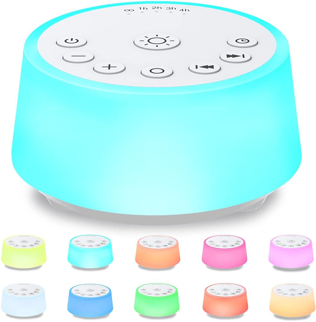 Color Noise Sound Machines with 10 Colors Night Light 25 Soothing Sounds and Sleep White Noise Machine 32 Volume Levels 5 Timers Adjustable Brightness Memory Function for Adults Kids Baby