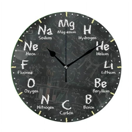 Cool Brushed Aluminum Metal Look Science Lab Chemistry Large Wall Clock Minimalist Chemical Engineer Watch Home Decor Gift