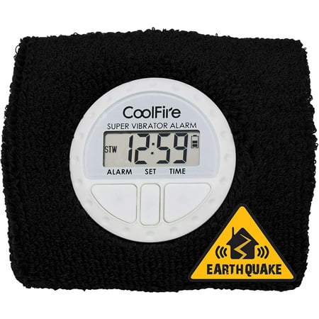 CoolFire Vibrating Alarm Clock - Silent Alarm Wristband Vibrating Alarm Watch. Silent Wrist Shock Alarm Clock. Vibration Alarm Bracelet, Alarm Clock for Sleepers & Smart Alarm Clock USB (Black)