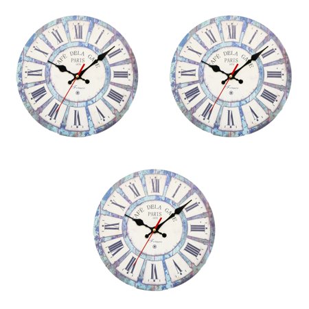 Country Style Clock Silent Wooden Bamboo Decorative Wall Clocks Nostalgia Vintage 3 PCS