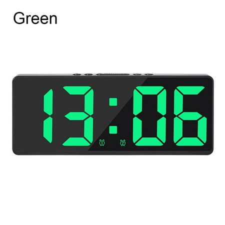 Creative Number Clock Temperature Calendar Nightlight Large Number Alarm Clock Electronic Clock LED Digital GREEN