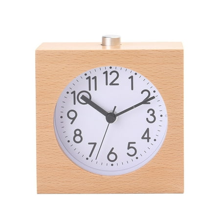 Creative Wooden Square Silent Alarm Clock Night Light Alarm Clock