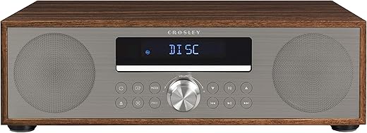 Crosley CR3501A-WA Fleetwood Bluetooth FM Clock Radio and CD Player, Walnut