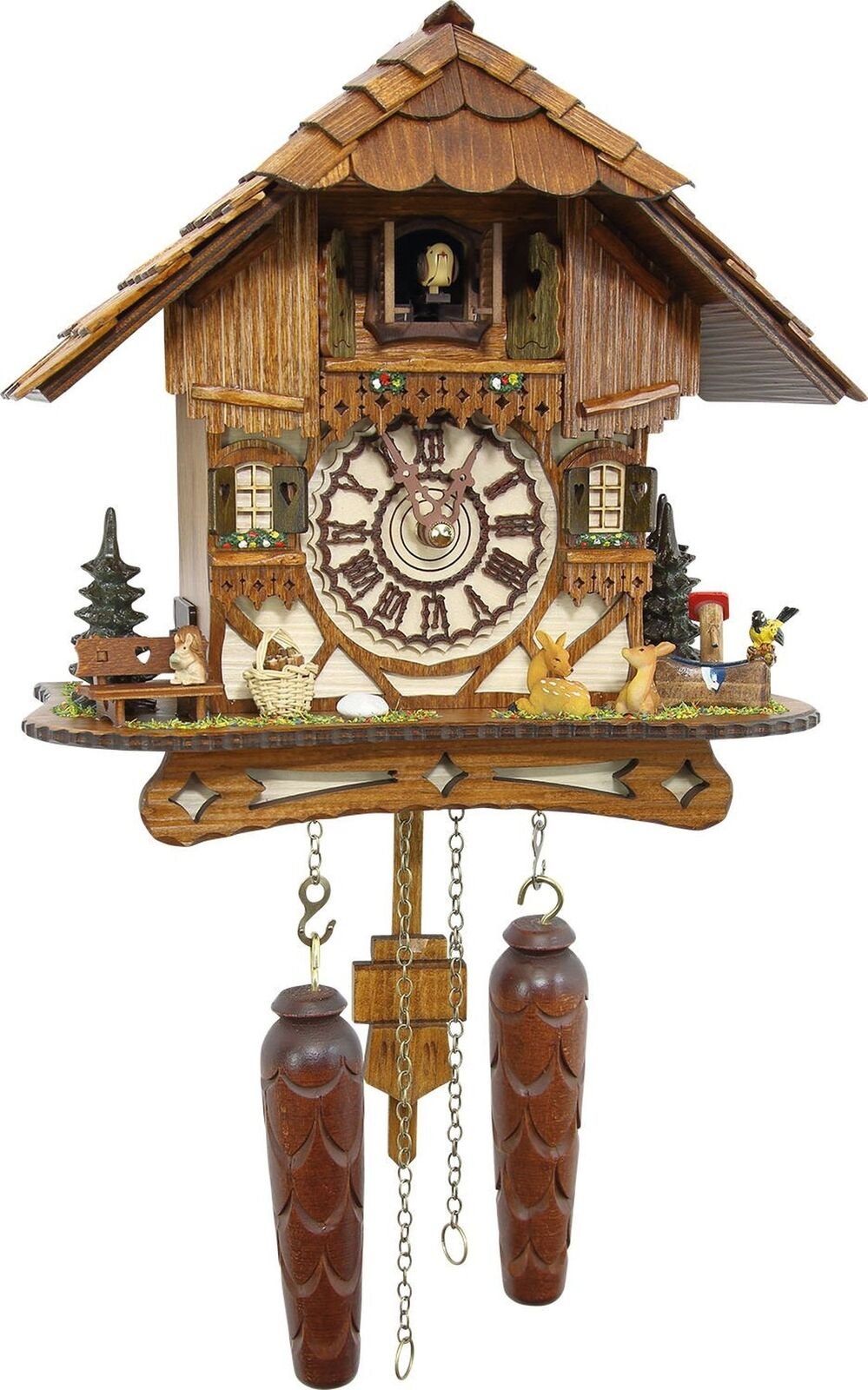 Cuckoo-Palace German Cuckoo Clock - Blackforest Hillside Chalet with Wonderfu...