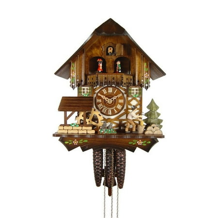 Cuckoo Clock Black Forest House, Mill Wheel, Lumberjack 4.0304.10.C