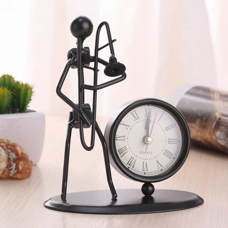 CYXLFZH Creative Iron Stainless Steel Small Desk Clock Iron Retro Personality Clock Gift Birthday Gift Iron Table Alarm Clock With Musical Instruments Gadgets Decoration Craft