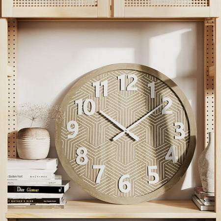 Dahlia Round Wood Modern Farmhouse Style Wall Clock