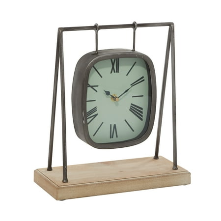 DecMode 12 Gray Wood Pendulum Clock with Wood Base