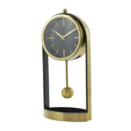 DecMode 13 Gold Aluminum Tall Clock with Swinging Ball Pendulum