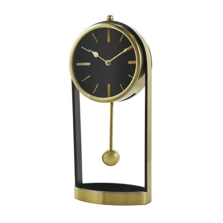 DecMode 15 Gold Aluminum Tall Clock with Swinging Ball Pendulum