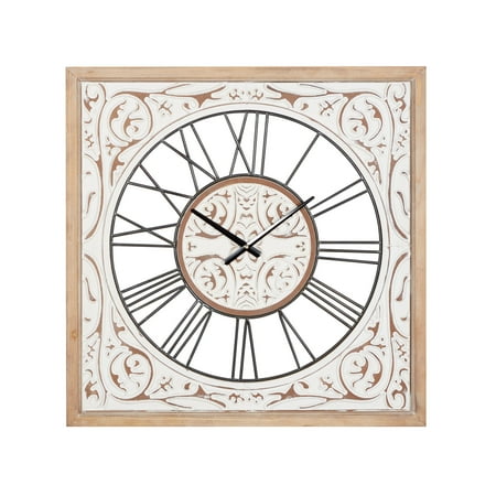 DecMode 29 In. White Farmhouse Wall Clock