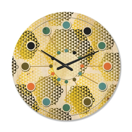 Designart 'Hexagon Retro Pattern XI' Mid-Century Modern Wood Wall Clock