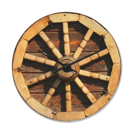 Designart 'Vintage Wagon Wheel ' Farmhouse Wood Wall Clock