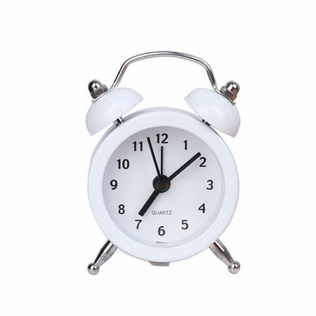 Designice Mini Round Alarm Clock Desktop Table Bedside Clocks Kids Adults Travel Clock Decor