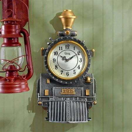 Design Toscano Casey Jones Steam Locomotive Train Sculptural Wall Clock