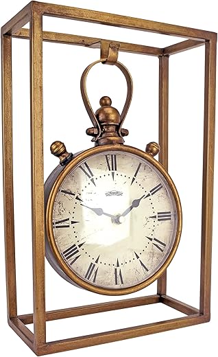 Design Toscano Industrial Age Mantel Clock, 13 Inch, Metalware, Brass