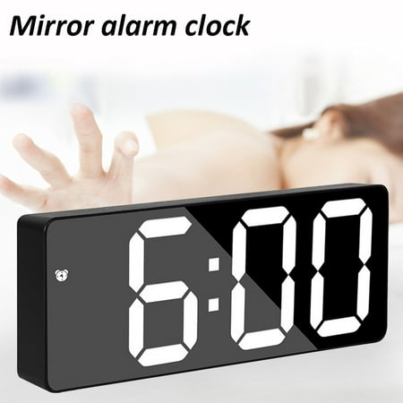 Digital Alarm Clock, Large LED Clocks with Temperature Display,Adjustable Brightness 12/24H(Black)