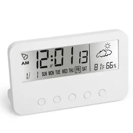 Digital Alarm Clock, TSV Digital LCD Travel Alarm Clock Backlight Time Calendar Temperature Timer LCD Clock with Snooze Mode, Luminous Battery Powered Electronic Clock for Bedroom Office