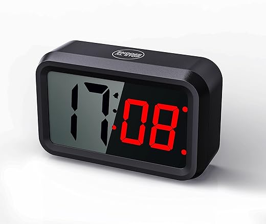 Digital Clock Battery Operated with Unique 1.2'' LED / 1.8'' LCD Auto Display, Small Cordless Alarm Clock for Bedroom Wall Travel (Red Display)