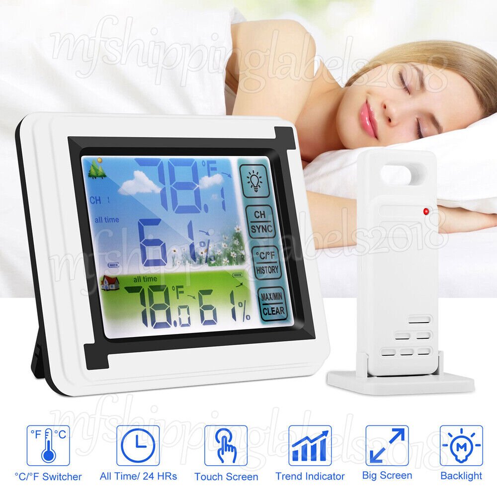 Digital LCD Indoor & Outdoor Weather Station Clock Calendar Thermometer Humidity