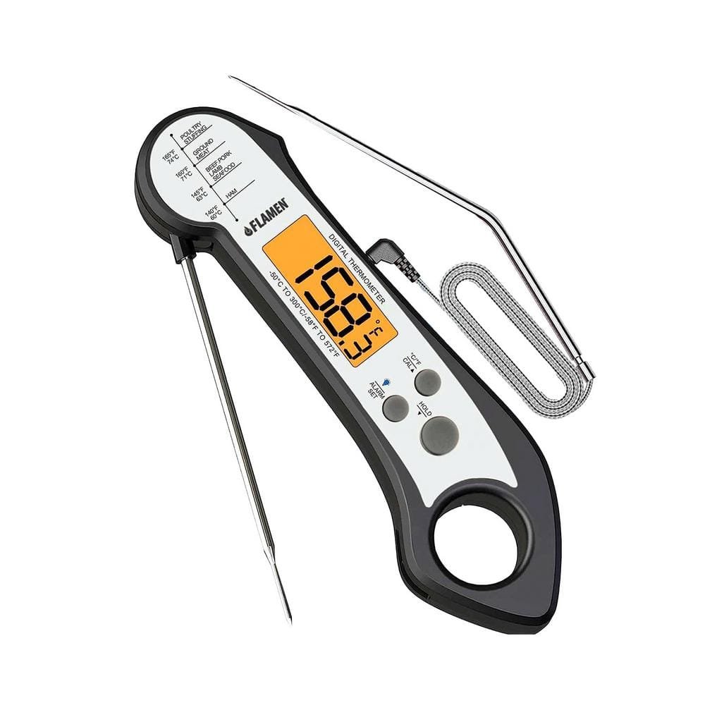 Digital Meat Thermometer, 2 in. 1-Dual Probe Food Thermometer with Backlight (Silver)
