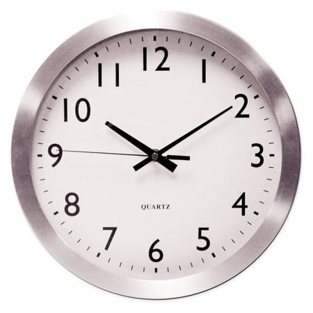 Ditangy UNV10425 12 in. Overall Diameter Brushed Aluminum Wall Clock - Silver Case