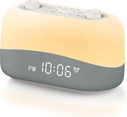 Dreamegg Sound Machine Alarm Clock - White Noise Sound Machine with 29 Soothing Sounds, Night Light, 0-100% Dimmable, 3 Alarm Sounds, Snooze, Digital Alarm Clock for Sleep Adults Bedrooms