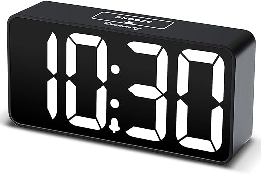 DreamSky Small Digital Alarm Clock for Bederoom, Large Big Numbers Display with Brightness Dimmer, Electric Bedside Desk Clock with USB Charging Port, Adjustable Alarm Volume, 12/24Hr, Snooze